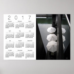 Póster Guarda-chuvas Paris Cartaz de Calendário Branco 20
