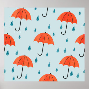 Poster Guarda-chuvas: Quedas de Outono de Aquarela