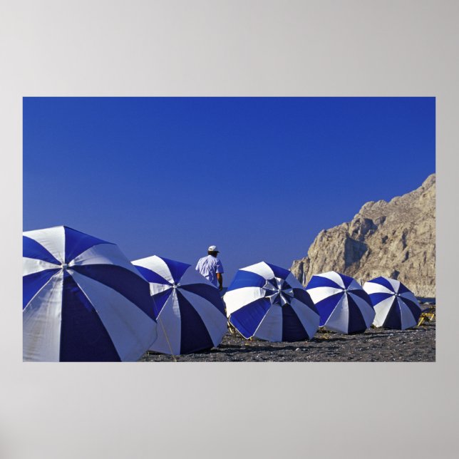 Póster Guarda-chuvas, Santorini (Grécia) (Frente)