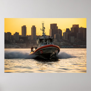 Poster Guarda costeira 45 pés de resposta Barco médio