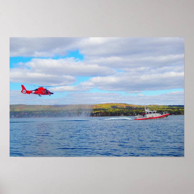 Poster Guarda costeira MH-65C Helicóptero e barramento de (Frente)
