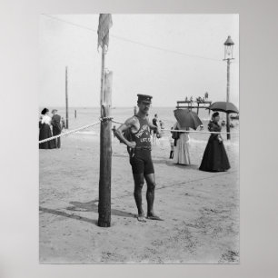 Póster Guarda de vida da praia de Brigghton, 1906. Foto