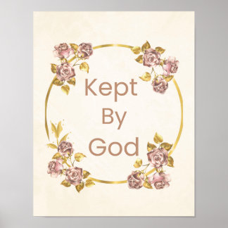 Poster "Guardado Por Deus" Design Floral Circular Roxo e