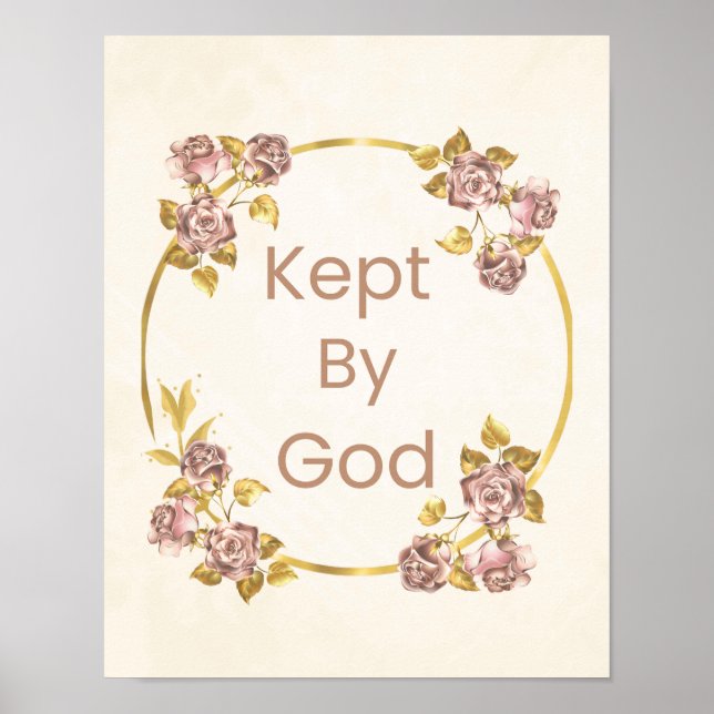 Poster "Guardado Por Deus" Design Floral Circular Roxo e  (Frente)