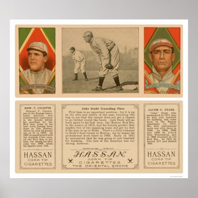 Póster Guardando Primeiro Beisebol Vermelho Sox 1912 (Frente)