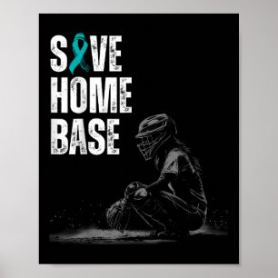 Poster Guardar Câncer de ovário De Jogador De Baseball Em