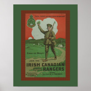 Poster Guardas florestais canadenses irlandesas da guerra