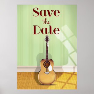 Poster Guarde o violão acústico da data de validade