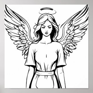Poster Guardian Angel Girl Black and White