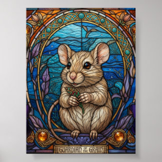 Poster Guardião do Rato de Vidro Pintado de Grãos Arte