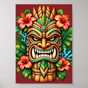 Poster Guardião Tiki Coroa de Hibisco