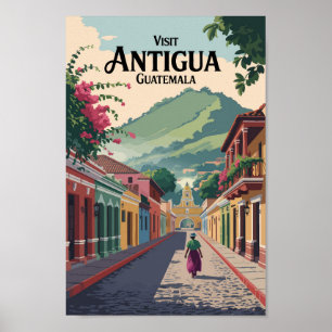 Poster Guatemala Antigua Illustra Viagem Art Vintage