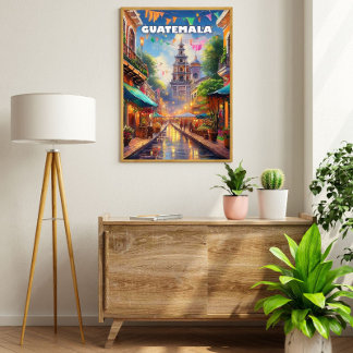 Póster Guatemala Ciudad, entre volcans et mémoire vivante