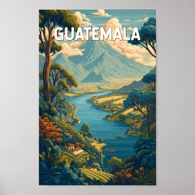 Poster Guatemala - Ilustração - Viagem Art Vintage (Frente)
