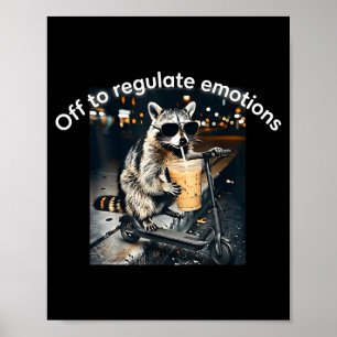 Poster Guaxinim bebendo café gelado engraçado para se reg