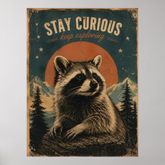 Poster Guaxinim Curioso Vintage