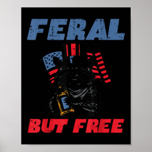 Poster Guaxinim do Dia 4 de Julho Feral Mas Livre Engraça