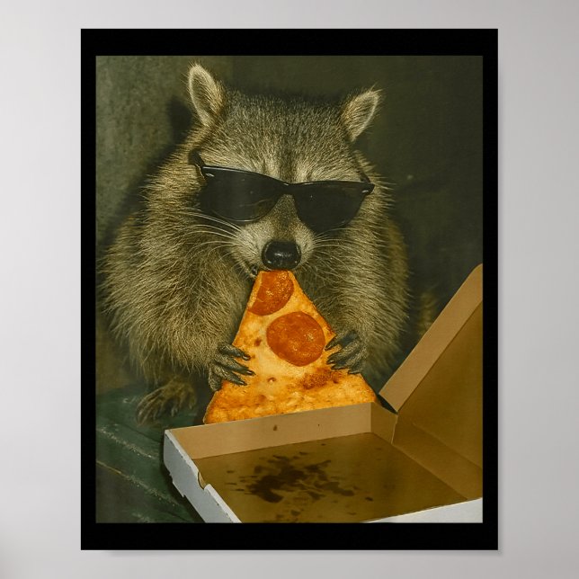 Poster Guaxinim engraçado comendo Zza meme de animal Guax (Frente)