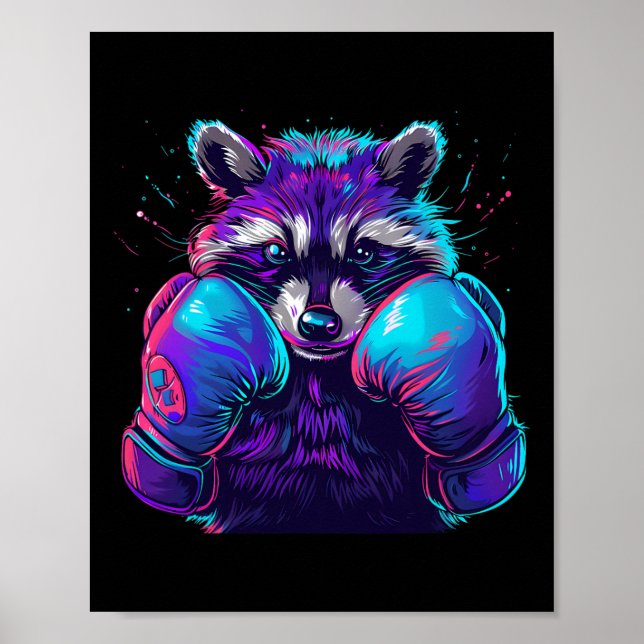 Poster Guaxinim Luchando Com Luvas de Boxe Kickboxing Eng (Frente)