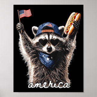 Poster Guaxinim Patriótico Americano