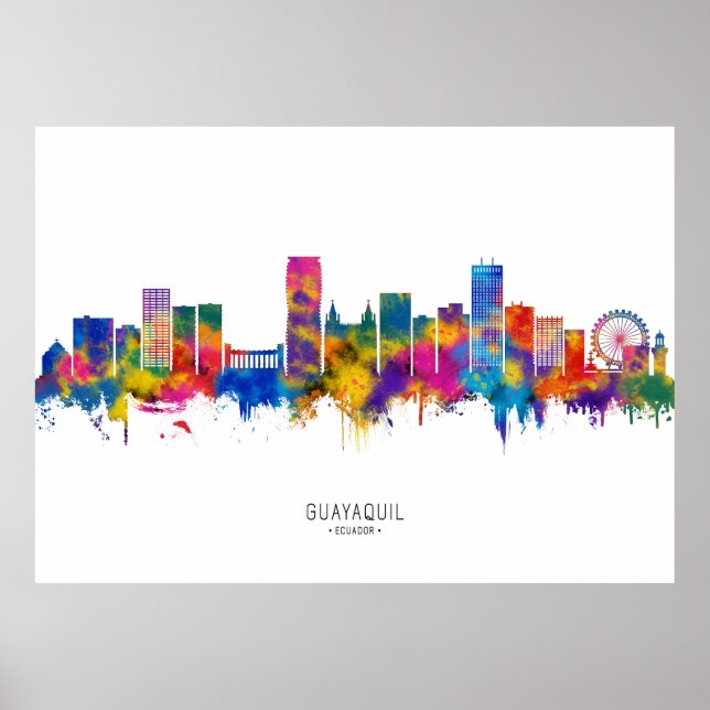 Poster Guayaquil Equador Skyline (Frente)