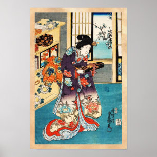 Poster Gueixa japonesa clássica Utagawa do ukiyo-e do