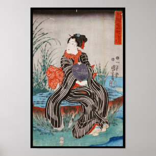Poster Gueixa japonesa Utagawa do ukiyo-e do vintage