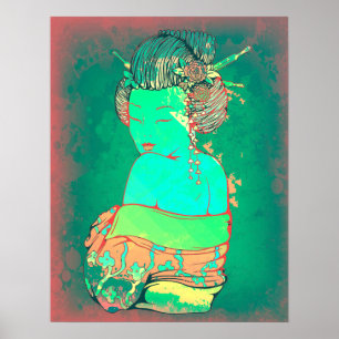 Póster Gueixa psicadélico