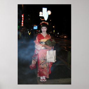 Póster Gueixa Tokyo neo de Asakusa
