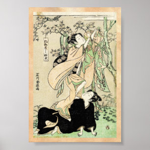 Póster Gueixas japonesas legal do rolo dois do ukiyo-e do