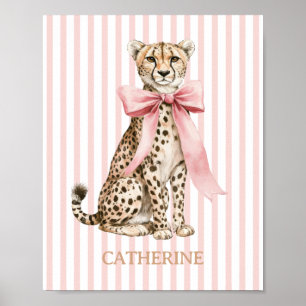 Poster Guepardo com Laço Rosa e Listras