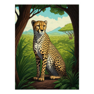 Póster Guepardo na Floresta Exuberante