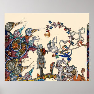 POSTER GUERRA BESTIAL MEDIEVAL, KNIGHTS, GIGANTE NALHEIRA