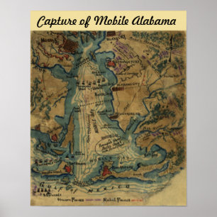 Póster Guerra civil - captação de Alabama móvel - mapa