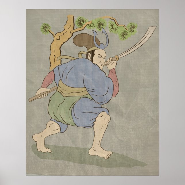 Póster Guerra da espada katana, guerreiro samurai japonês (Frente)