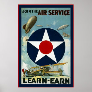 Poster Guerra mundial 1 de Service~Vintage do ar dos E.U.
