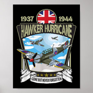 Poster Guerra Mundial 2 Aeronaves britânicas Hawker Hurri