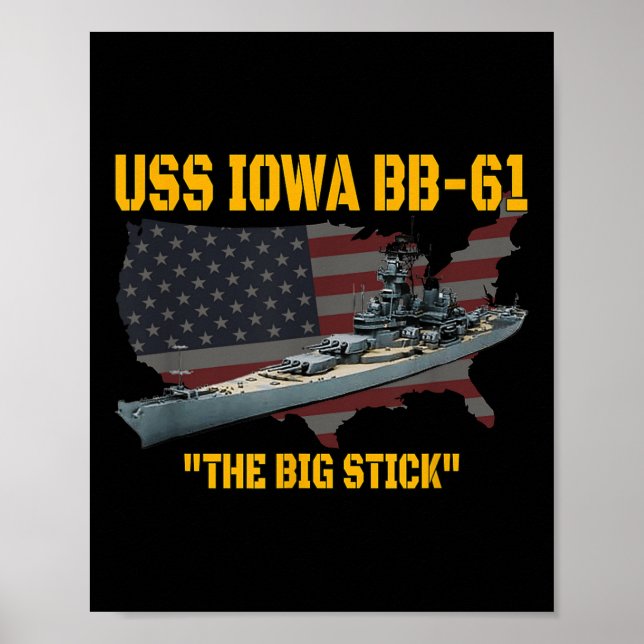 Poster Guerra Mundial Ii Warship Uss Iowa &amp; Ww2 Bb-61 (Frente)