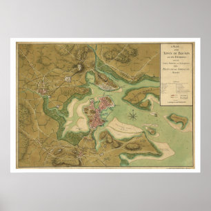 Poster Guerra no Mapa de Boston - 1776