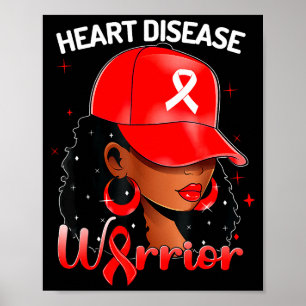 Poster Guerreira do Coração Vermelho Preto Mulher Conscie