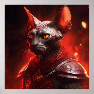 Poster Guerreira Gato Esfinge de Outra Galáxia