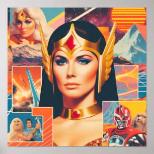 Poster Guerreira Sci-Fi Retrowave