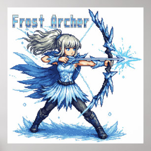 Poster Guerreiro Arqueiro Gelo Arte Pixel Retro