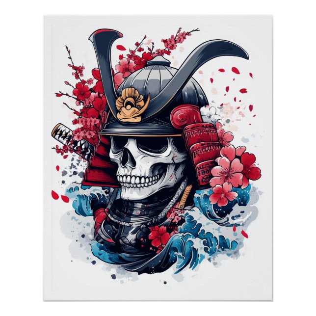 Póster Guerreiro Caveira Samurai (Frente)