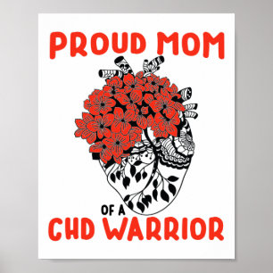 Poster Guerreiro Chd Mãe Orgulhosa Lindas Flores Vermelha