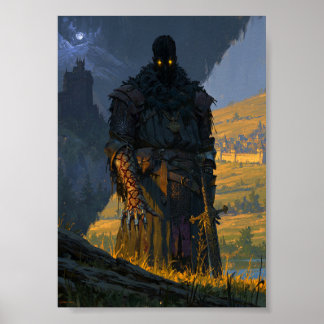 Poster Guerreiro com Garras e Brilho