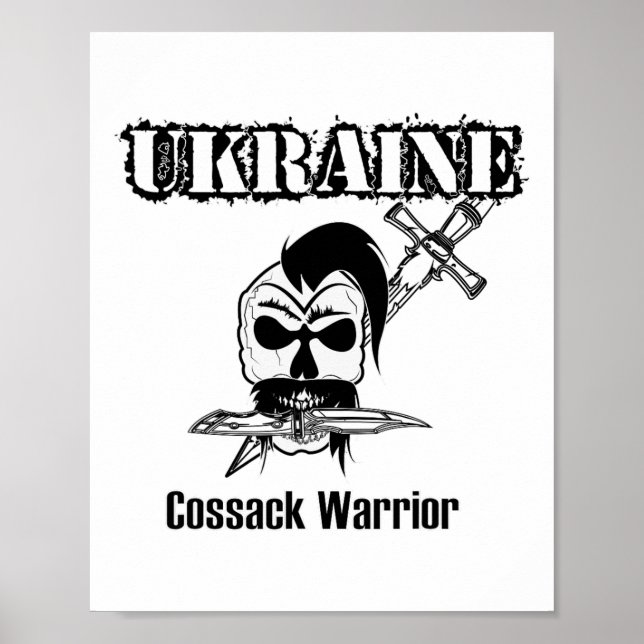 Poster Guerreiro Cossaco da Ucrânia - Apoie a Ucrânia (Frente)