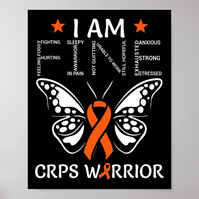 Poster Guerreiro CRPS I Am Fine Orange Ribbon Butterfly R (Frente)