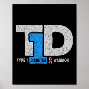 Poster Guerreiro da Diabetes Tipo 1 T1d Conscientização F