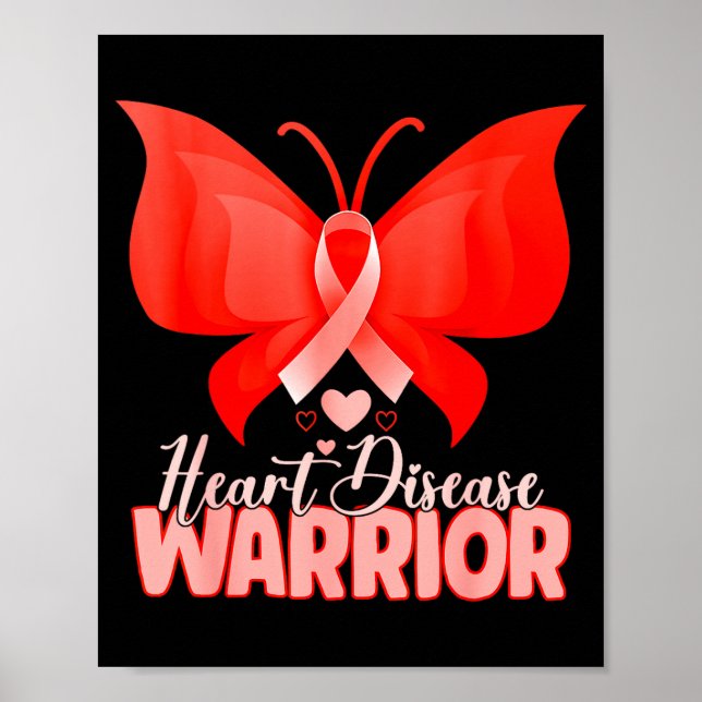 Poster Guerreiro da Doença Cardíaca Borboleta Coração Ver (Frente)